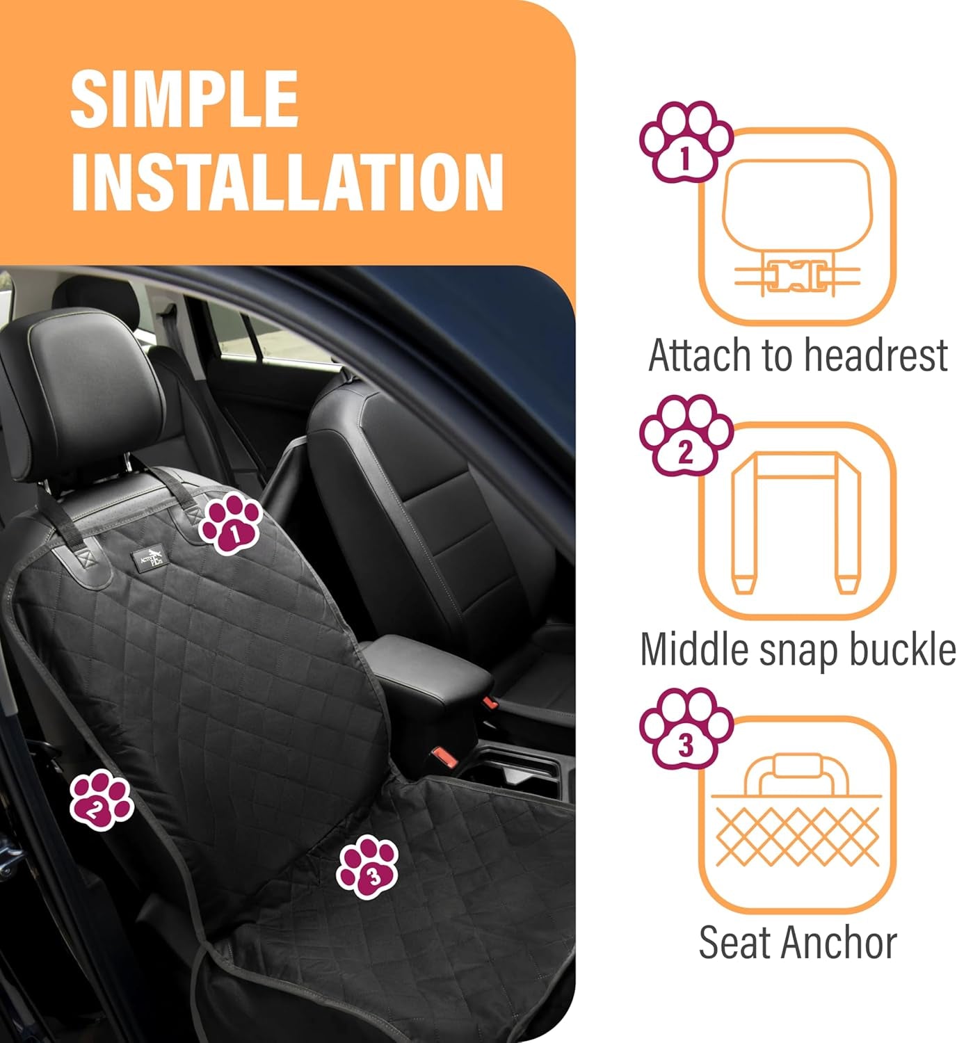 Waterproof Dog Car Seat Cover - Universal Front Seat Protector for SUVs, Trucks, and Sedans - Beige Pet Safety and Comfort Travel System