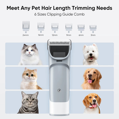 Professional Dog Grooming Kit: 2.5L Pet Hair Vacuum with 5-in-1 Electric Clippers for Dogs, Cats, and Other Animals - White