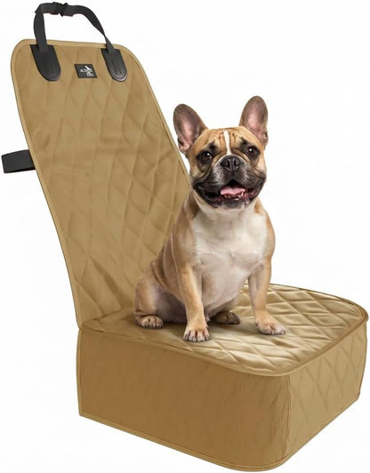 Waterproof Dog Car Seat Cover - Universal Front Seat Protector for SUVs, Trucks, and Sedans - Beige Pet Safety and Comfort Travel System