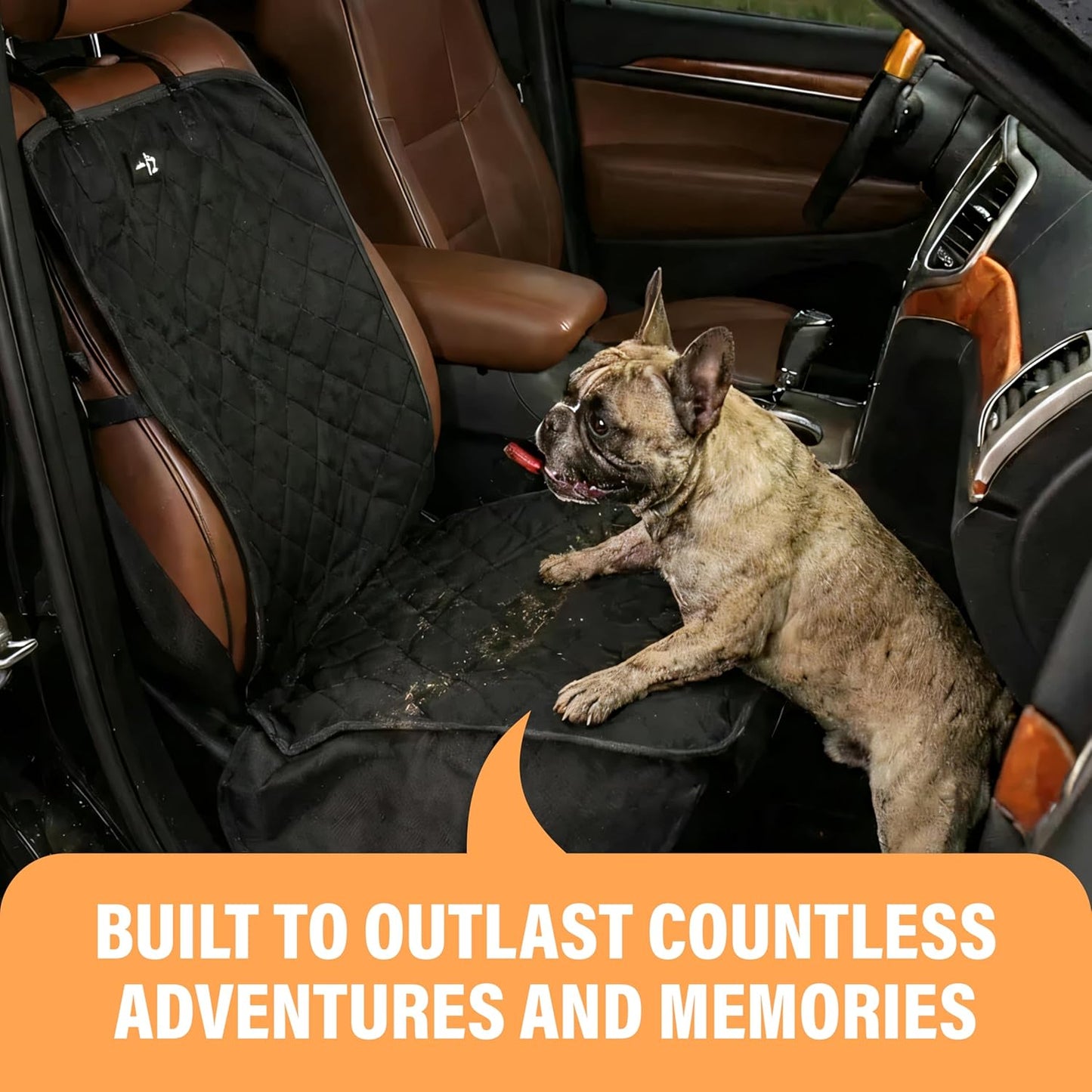 Waterproof Dog Car Seat Cover - Universal Front Seat Protector for SUVs, Trucks, and Sedans - Beige Pet Safety and Comfort Travel System