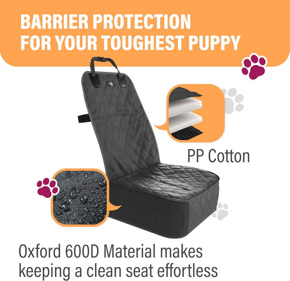 Waterproof Dog Car Seat Cover - Universal Front Seat Protector for SUVs, Trucks, and Sedans - Beige Pet Safety and Comfort Travel System
